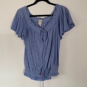We the free blue top with cinched waist